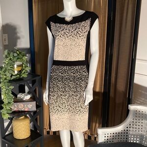 Joseph Ribkoff Black and Cream Midi Dress